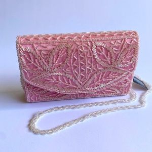 Vintage pink beaded crossbody